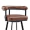 Armen Living Nolagam Swivel Bar Stool in Black Metal with Brown Faux Leather 840254335639 - alternate 6